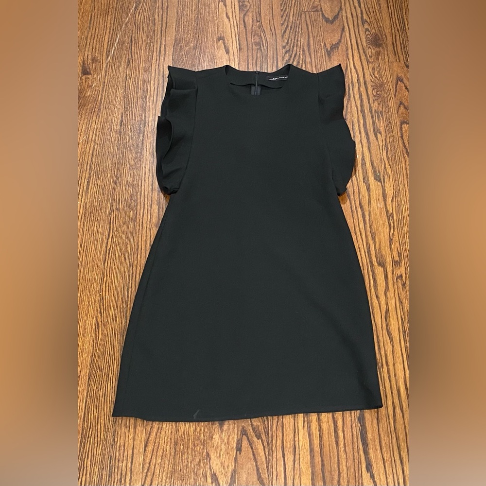 Zara Black Flutter Sleeve Dress M